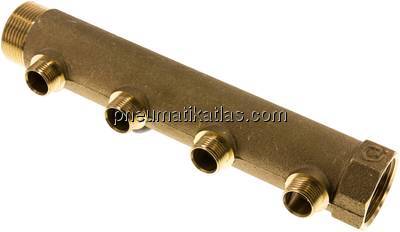 Verteilerrohr G 1-1/4"(IG/AG), Abgang 4 x G 1/2" (AG)