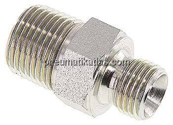 Hochdruck-Doppelnippel G 1/4"-NPT 3/8", Stahl verzinkt