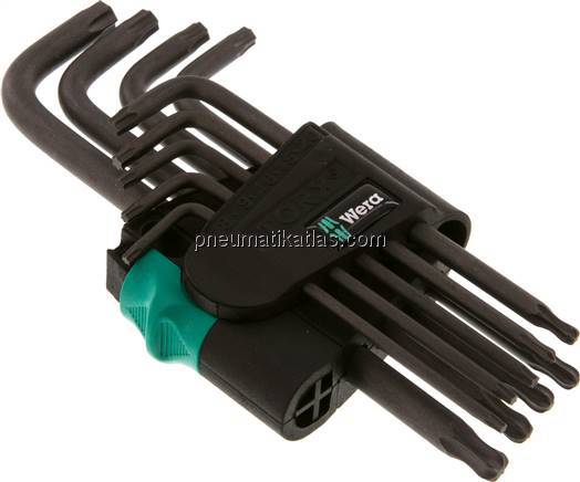 Wera-TORX-Winkelschlüssel-Set, lang, ab TX 15 mit Kugelkopf, BlackLaser-Beschich