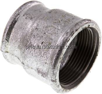Rundmuffe Rp 1-1/2"-Rp 1-1/4", Temperguss verzinkt