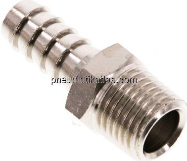 Gewindetülle R 1/4"-9 (3/8")mm, Messing vernickelt