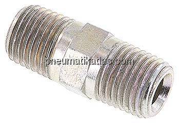 Doppelnippel NPT 1/4"-NPT 1/4", Stahl verzinkt