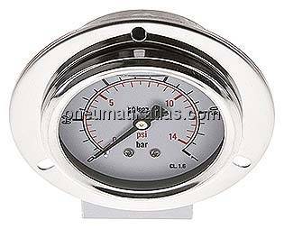 Glycerin-Einbaumanometer,Frontring, 63mm, 0 - 1 bar