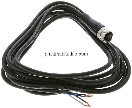 Kabel mit M12-Kupplung, 3 m, gerade, 4 lose Kabelenden (Pin 1 bis 4)