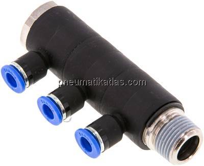 Steck-Mehrfachverteiler, 3-fach R 3/8"-6mm, IQS-Standard