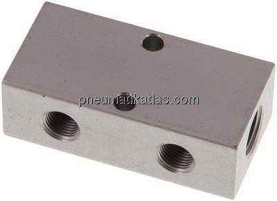Verteilerleiste 2 x G 1/4"-4 x G 1/8", Aluminium eloxiert