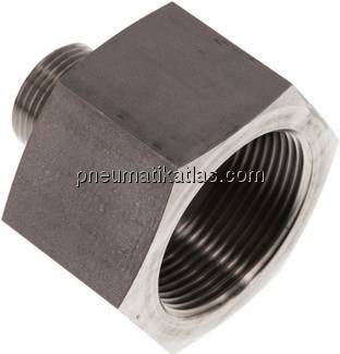 Hydraulik-Reduzierung G 3/4"(AG)-G 1-1/2"(IG), 1.4571, Elastomerdichtung