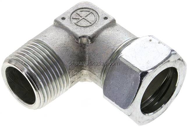 Winkel-Schneidringverschraub. NPT 1"-28 L (M36x2), Stahl verzinkt