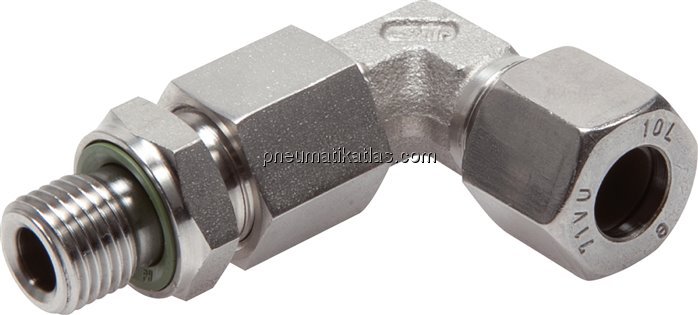 Einstellb. Winkel-Schneidringverschr. M 14x1,5-10 L (M16x1,5), Klemmring 1.4571