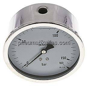 Glycerin-Manometer waagerecht (CrNi/Ms),100mm, 0 - 160bar