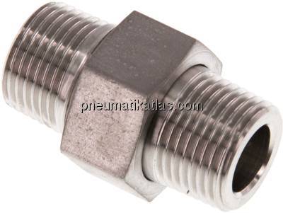 Doppelnippel trennbar R 3/8"-R 3/8", 1.4571 PN40, konisch dichtend
