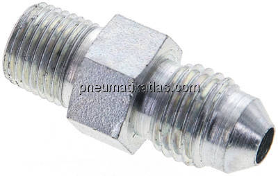 Doppelnippel NPT 1/8"-UNF 7/16"-20(JIC), Stahl verzinkt