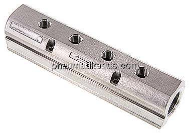 Verteilerleiste 2 x G 3/4" - 4 x G 1/4", Edelstahl