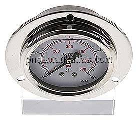 Glycerin-Einbaumanometer,Frontring, 63mm, 0 - 40 bar