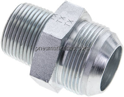 Doppelnippel NPT 1"-UN 1-5/8"-12(JIC), Stahl verzinkt