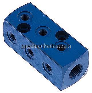 Verteilerblock 1 x G 1/8"-9 x M 5, Aluminium