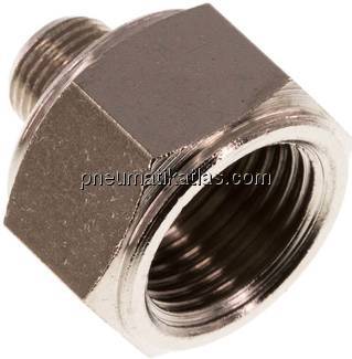 Reduziernippel R 1/8"(AG)-Rp 3/8"(IG), Messing vernickelt