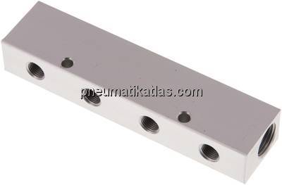 Verteilerleiste 2 x G 3/8"-4 x G 1/8", Aluminium eloxiert