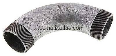 90°-Bogen R 2-1/2" (AG), Temperguss verzinkt
