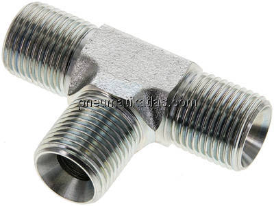 T-Stück, 60°Konus G 1/2"-G 1/2"-G 1/2" (AG), Stahl verzinkt