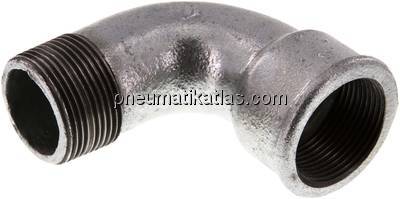 90°-Bogen Rp 1-1/4"(IG)-R 1-1/4"(AG), Temperguss verzinkt