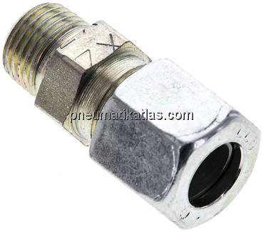 Gerade Schneidringverschr. M 10x1 (konisch)-8 LL (M12x1), Stahl verzinkt