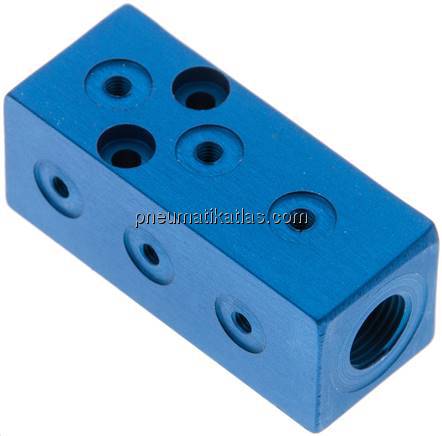 Verteilerblock 1 x G 1/8"-9 x M 3, Aluminium