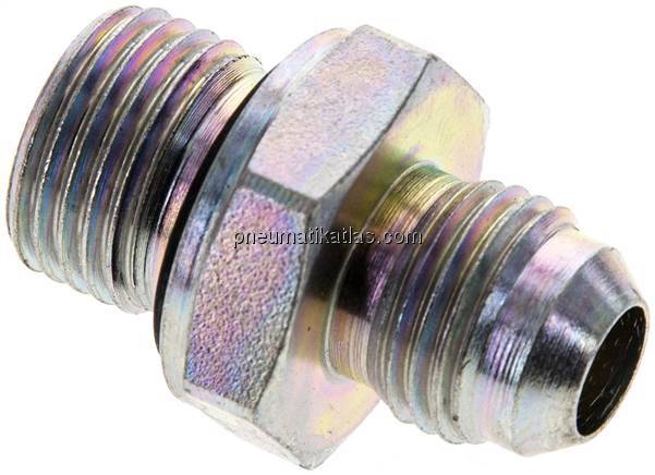 Doppelnippel M 16 x 1,5-UNF 9/16"-18(JIC), Stahl verzinkt