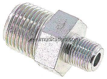 Doppelnippel NPT 3/8"-NPT 1/8", Stahl verzinkt