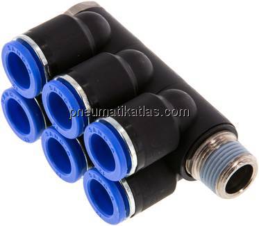 Steck-Mehrfachverteiler, 6-fach R 3/8"-12mm, IQS-Standard