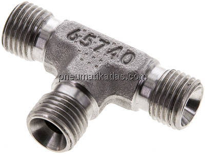 T-Stück, 60°Konus G 1/4"-G 1/4"-G 1/4" (AG), V4A