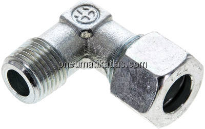 Winkel-Schneidringverschraub. M 16x1,5 (konisch)-12 L (M18x1,5), Stahl verzinkt