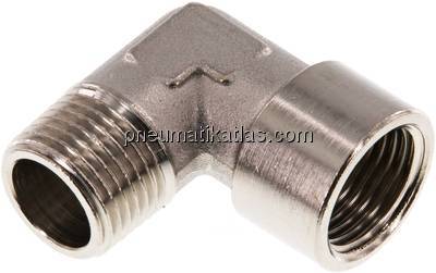 90°-Einschraubwinkel G 1/2"(IG)-R 1/2"(AG), Messing vernickelt