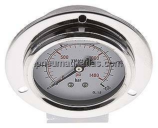 Glycerin-Einbaumanometer,Frontring, 63mm, 0 - 100 bar
