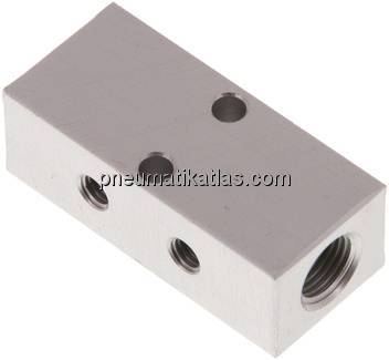 Verteilerleiste 2 x G 1/8"-2 x M 5, Aluminium eloxiert