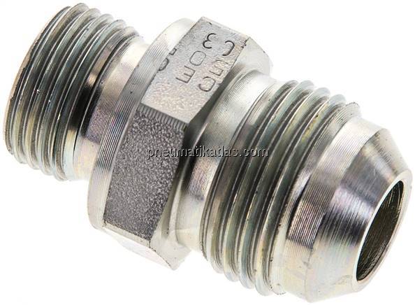 Doppelnippel M 18 x 1,5-UNF 7/8"-14(JIC), Stahl verzinkt