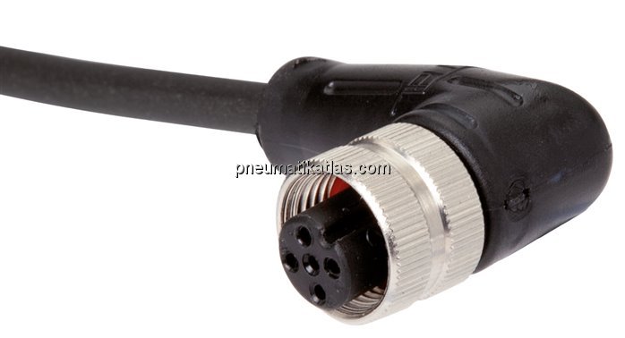Kabel mit M12-Kupplung, 5 m, abgewinkelt, M 12-Stecker (A-codiert)