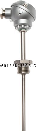 Widerstandsthermometer Pt100 (4-Leiter), G1/2"-6x150mm, mit kurzem Halsrohr