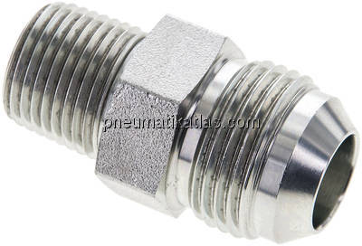 Doppelnippel NPT 1/2"-UN 1-1/16"-12(JIC), Stahl verzinkt