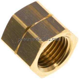 Überwurfmutter Messing, G 1/4" LH, 9 mm