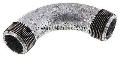 90°-Bogen R 1-1/4" (AG), Temperguss verzinkt