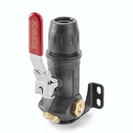 6637 25 21 Transair 3 Port Wall Bracket With Ball Valve G1/2 D25