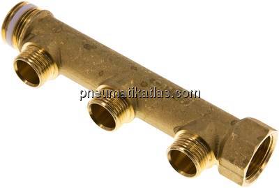 Verteilerrohr G 3/4"(IG/AG), Abgang 3 x G 1/2" (AG)