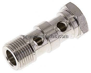 Hohlschraube, 2-fach G 3/8"-42,0mm, Messing vernickelt