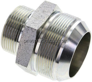 Doppelnippel G 1-1/2"-UN 2-1/2"-12(JIC), Stahl verzinkt