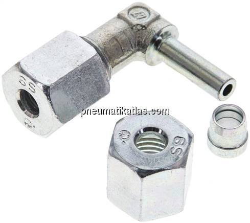Einstellb. Winkel-Schneidringverschr. 6 S (M14x1,5), Stahl verzinkt