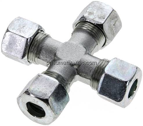 Kreuz-Schneidringverschraubung 12 S (M20x1,5), Stahl verzinkt