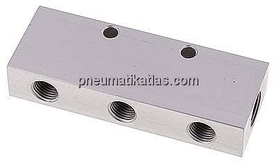 Verteilerleiste 2 x G 3/8"-6 x G 1/4", Aluminium eloxiert