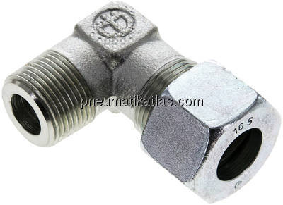 Winkel-Schneidringverschraub. M 22x1,5 (konisch)-16 S (M24x1,5), Stahl verzinkt