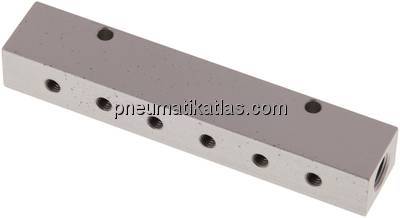 Verteilerleiste 2 x G 1/8"-12 x M 5, Aluminium eloxiert